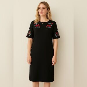 ASOS New Look Curve puff floral detail black dress size 16